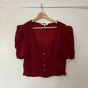 Frame Burgundy Silk Blouse